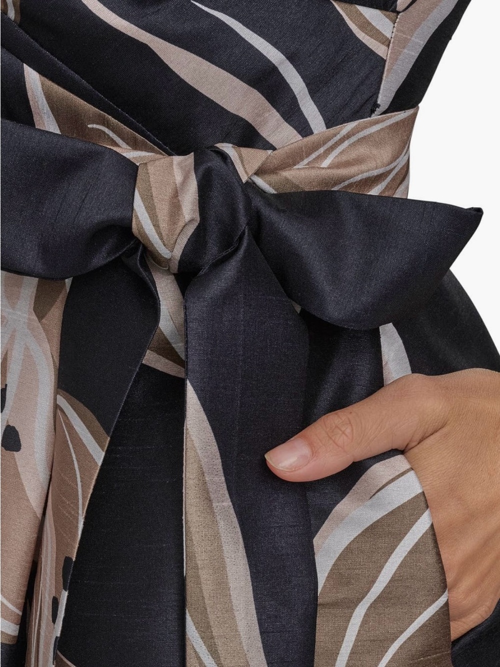 Donna Karan Black Midi Dress with Taupe Floral Print - Picture 4 of 6